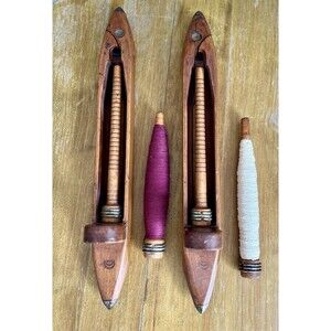 VTG D.T Dudley & Son Co Wilksonville Mass Wood Loom Shuttle & Yarn Spool Bobbin